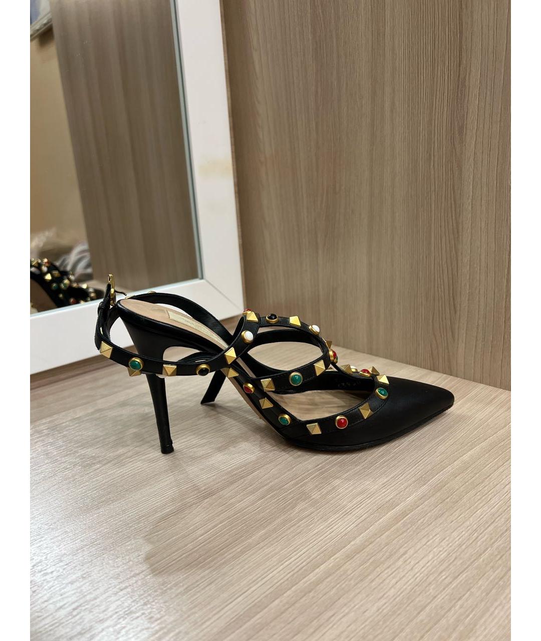 VALENTINO GARAVANI Черные кожаные босоножки, фото 5