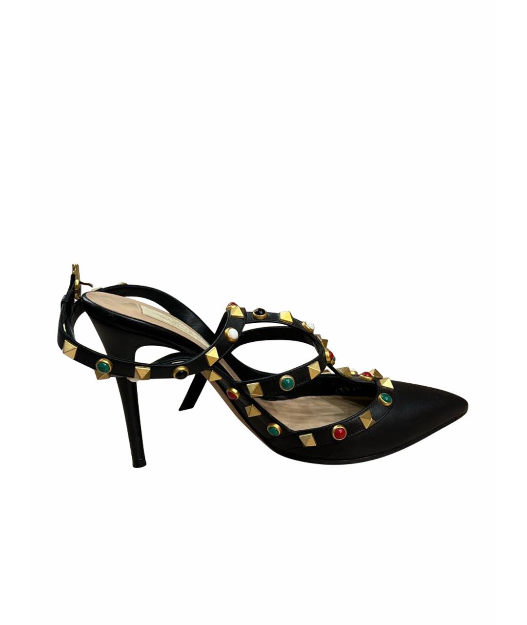 VALENTINO GARAVANI Черные кожаные босоножки, фото 1