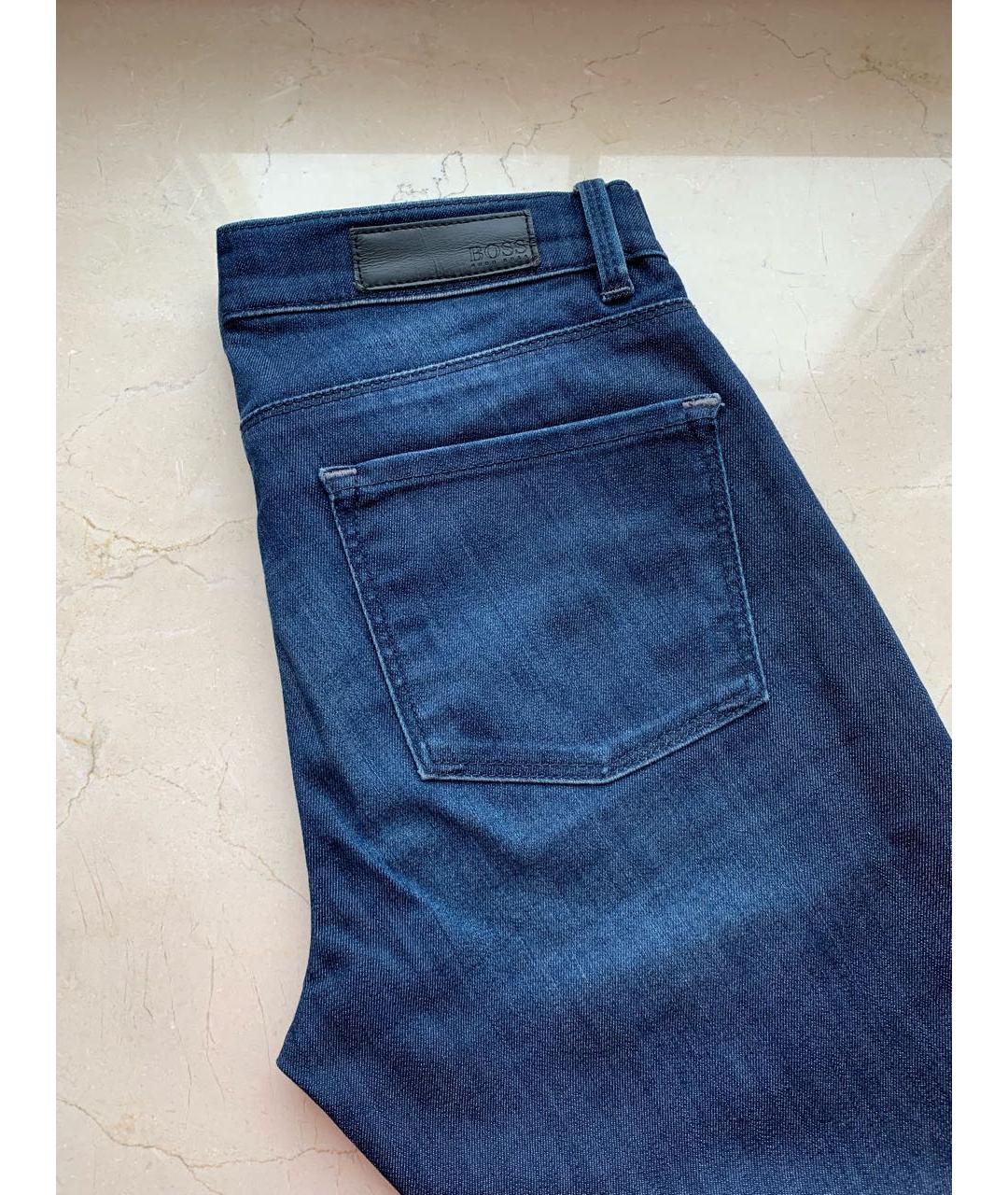 HUGO BOSS Темно-синие хлопко-полиэстеровые джинсы слим, фото 4