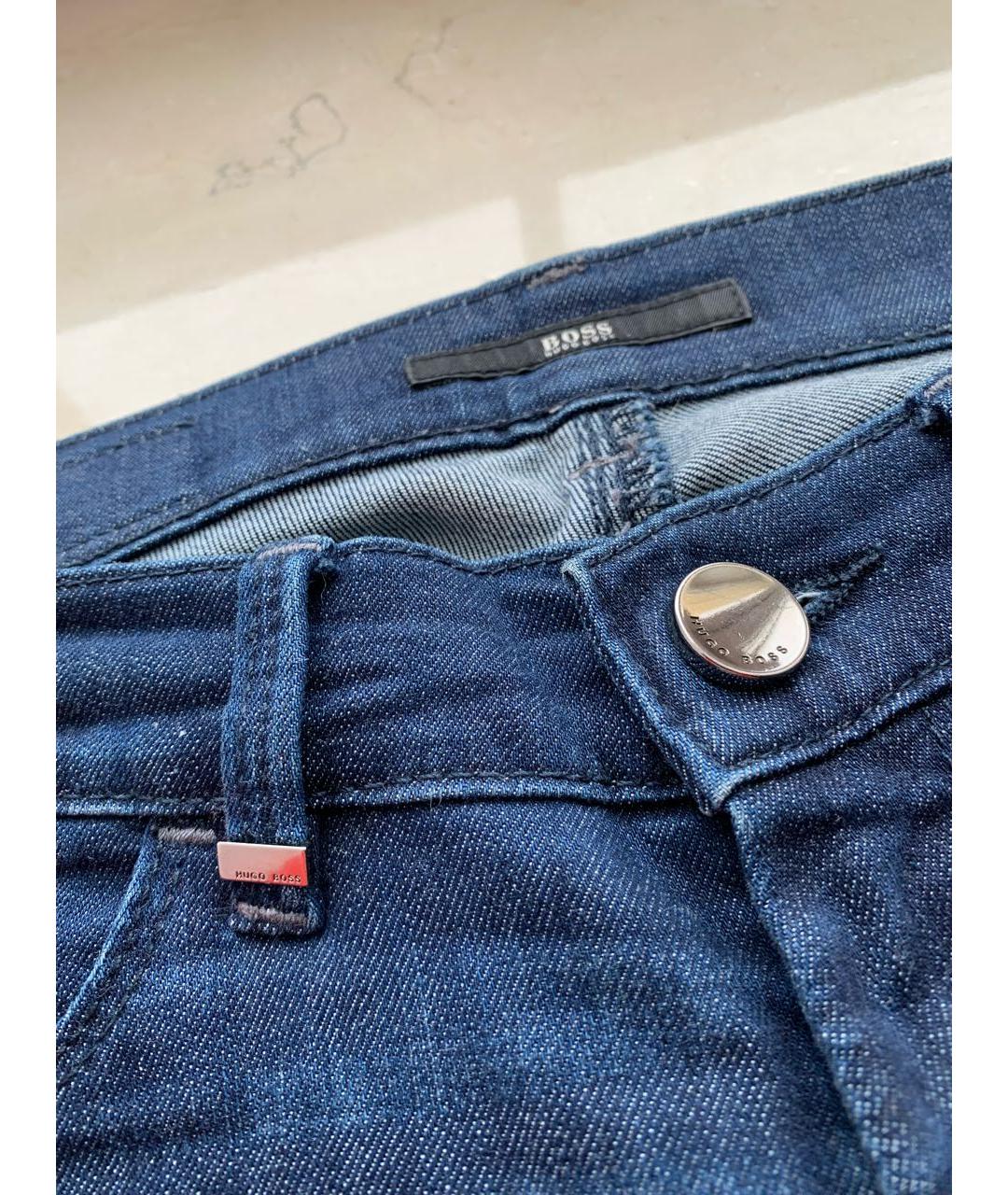 HUGO BOSS Темно-синие хлопко-полиэстеровые джинсы слим, фото 3