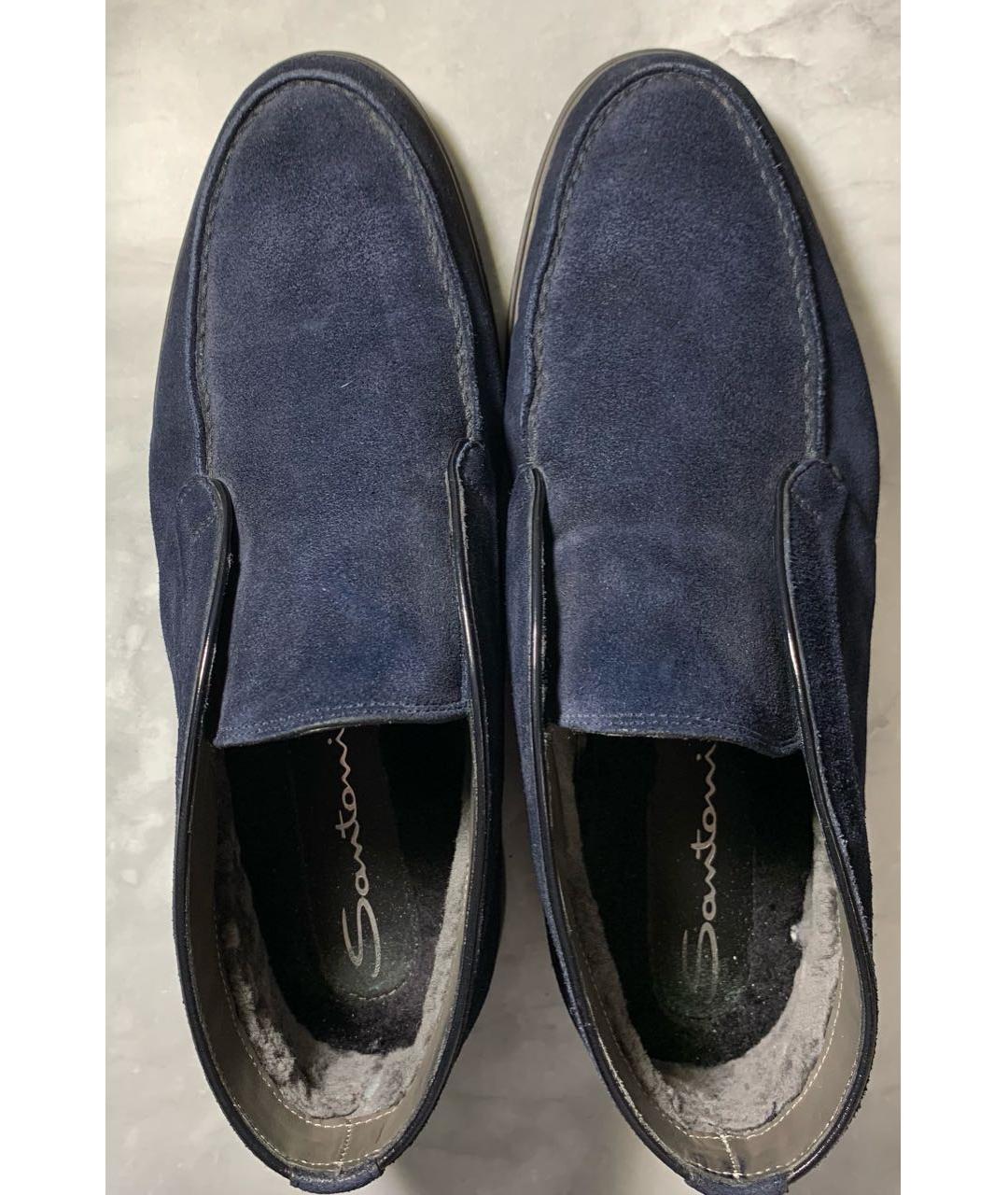 SANTONI Темно-синие замшевые низкие ботинки, фото 3