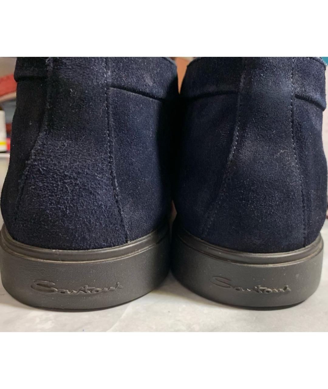 SANTONI Темно-синие замшевые низкие ботинки, фото 4