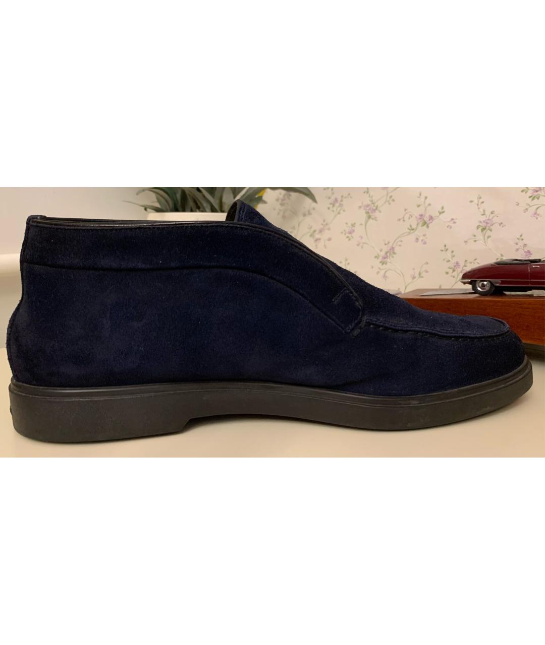 SANTONI Темно-синие замшевые низкие ботинки, фото 2