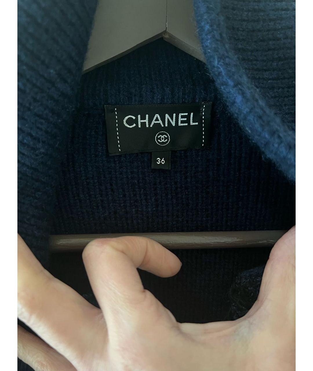 CHANEL PRE-OWNED Темно-синее кашемировое пальто, фото 3