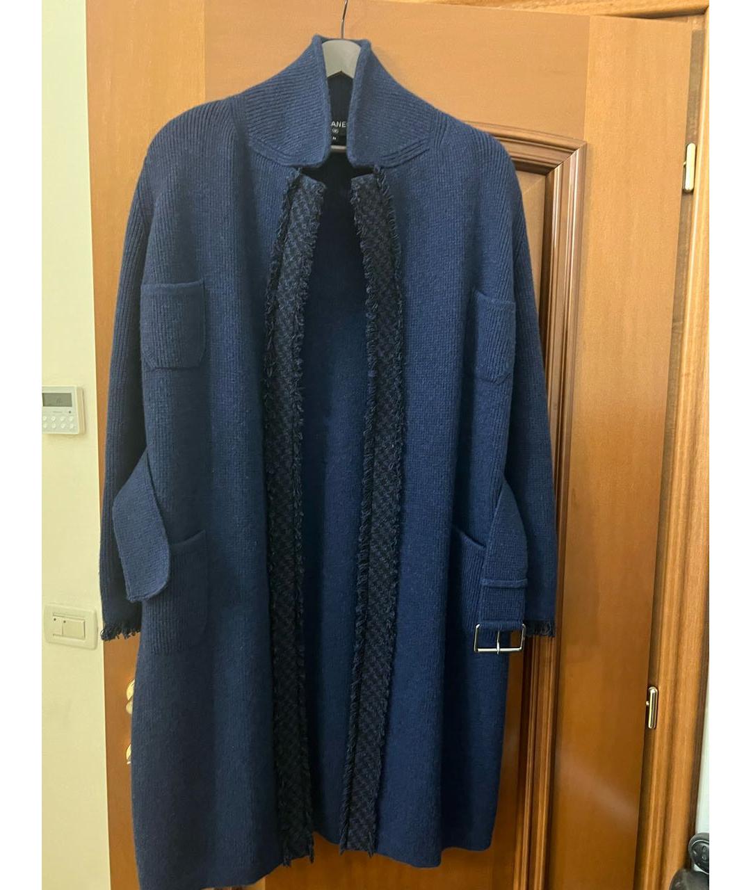 CHANEL PRE-OWNED Темно-синее кашемировое пальто, фото 5