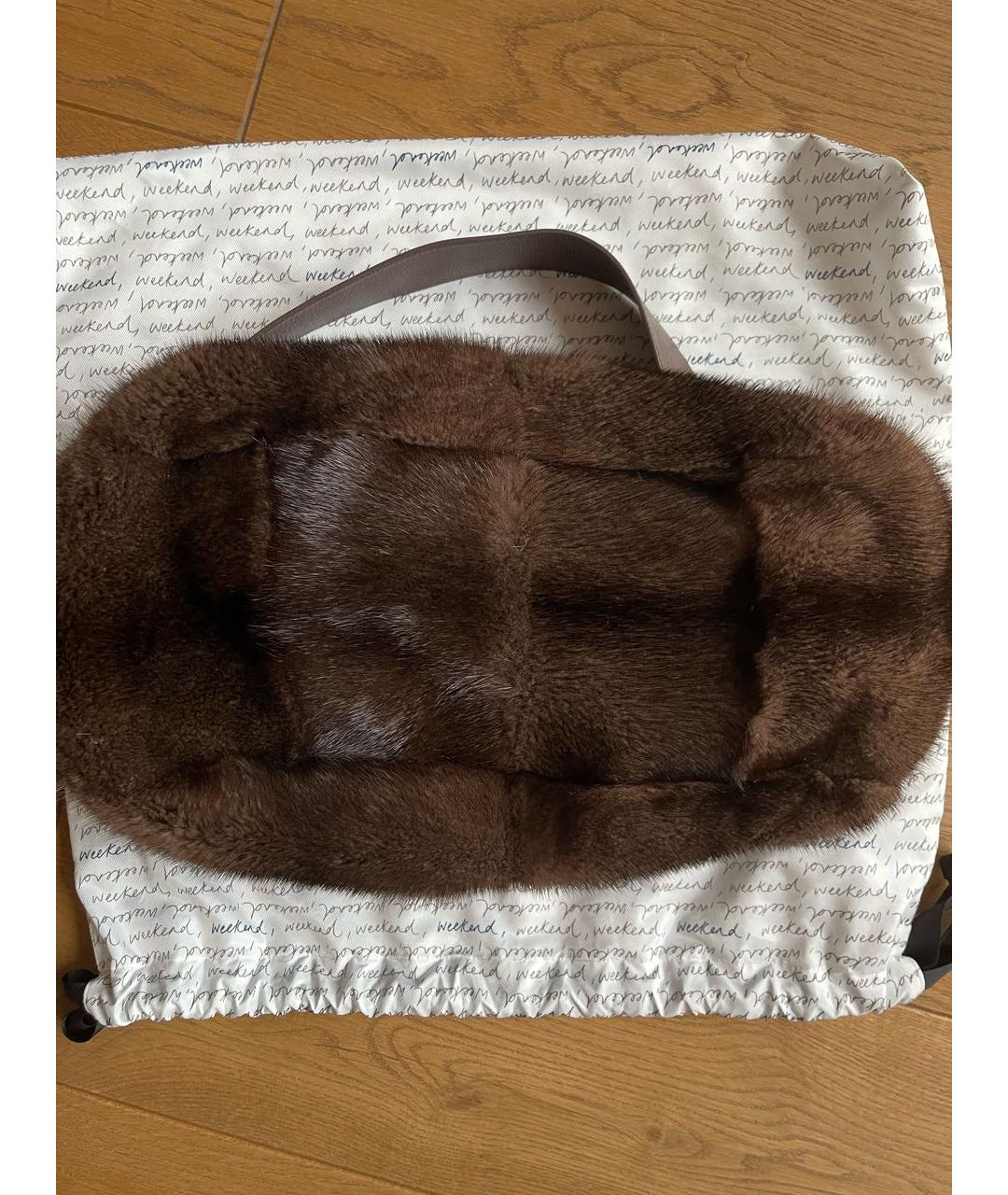 WEEKEND MAX MARA Коричневая меховая сумка с короткими ручками, фото 4