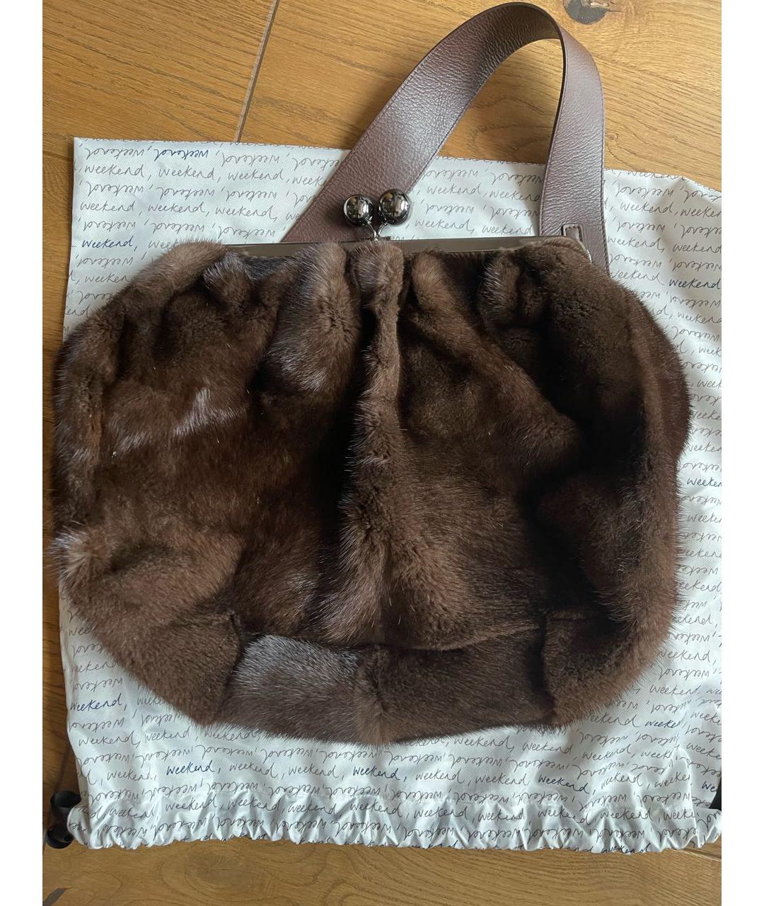 WEEKEND MAX MARA Коричневая меховая сумка с короткими ручками, фото 2