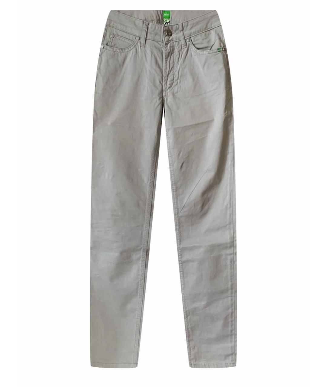 HUGO BOSS Серые хлопко-эластановые брюки узкие, фото 1