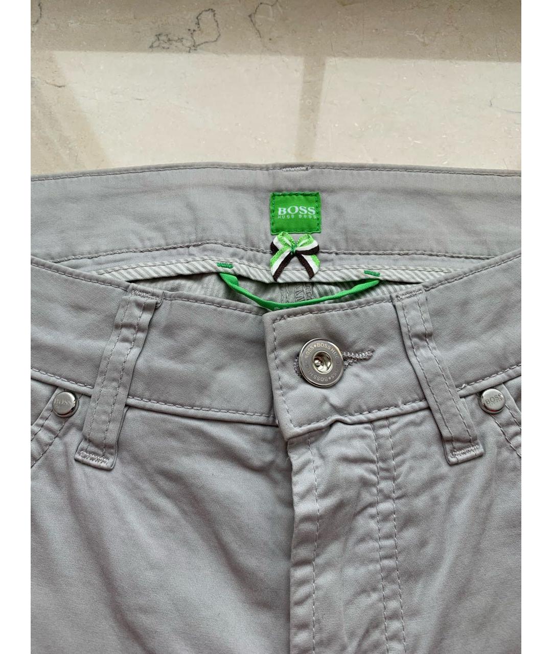 HUGO BOSS Серые хлопко-эластановые брюки узкие, фото 3