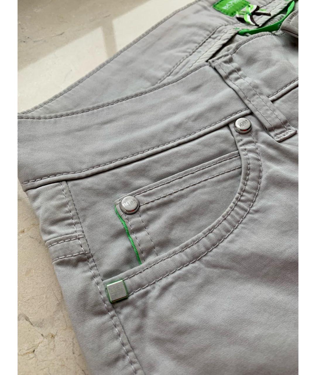 HUGO BOSS Серые хлопко-эластановые брюки узкие, фото 4