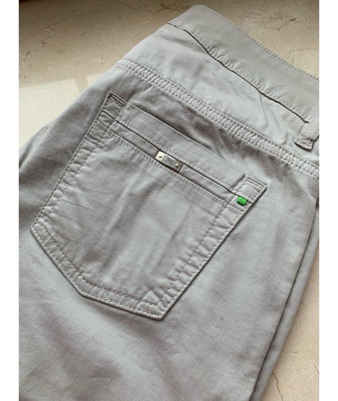 HUGO BOSS Серые хлопко-эластановые брюки узкие, фото 5