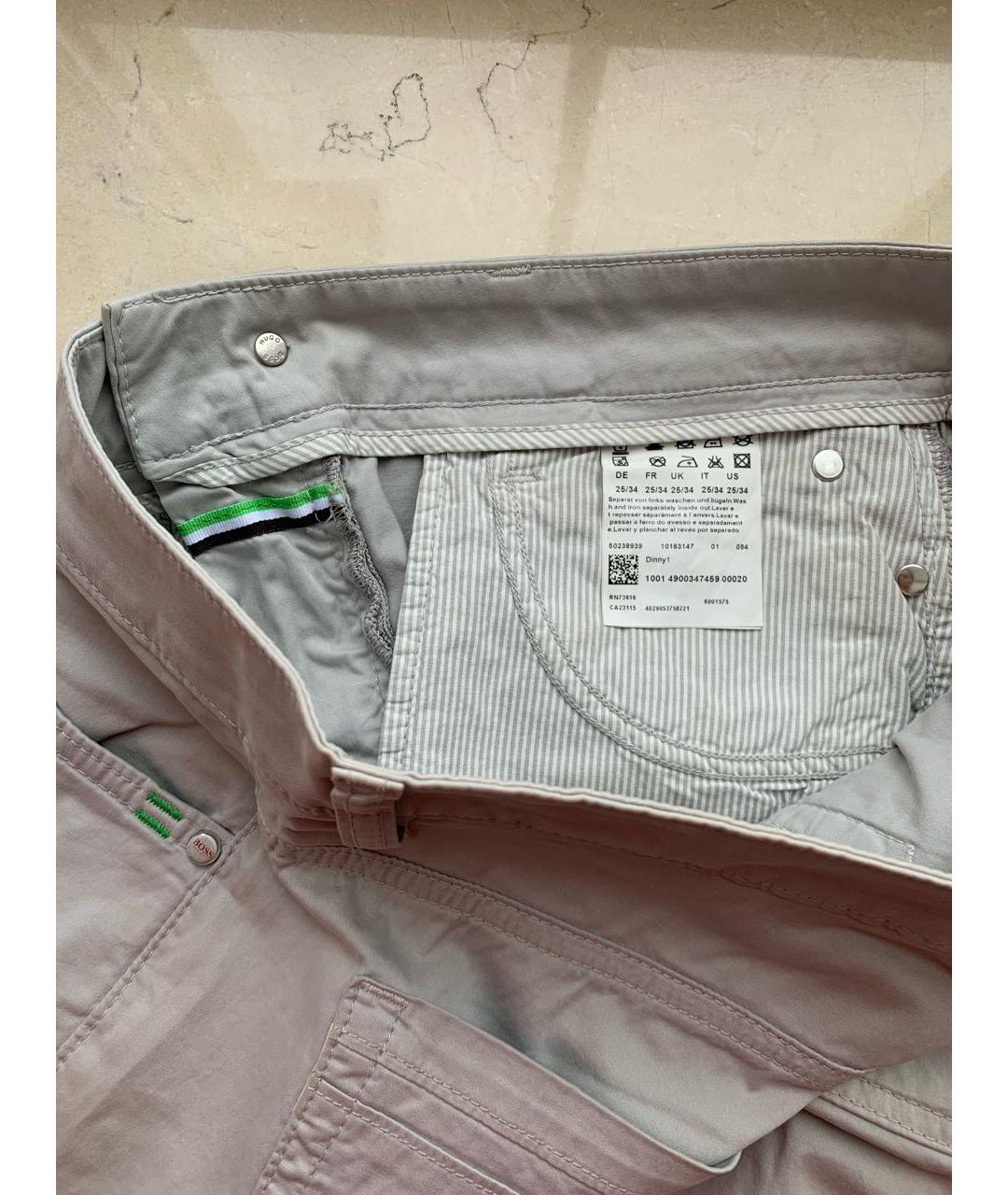 HUGO BOSS Серые хлопко-эластановые брюки узкие, фото 8