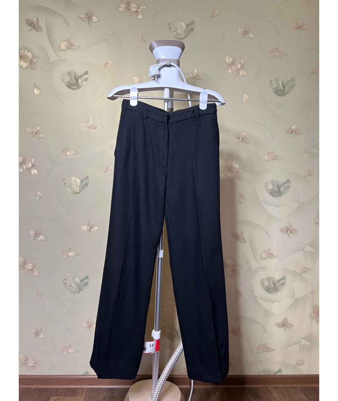 ANN DEMEULEMEESTER Черные хлопковые брюки широкие, фото 9