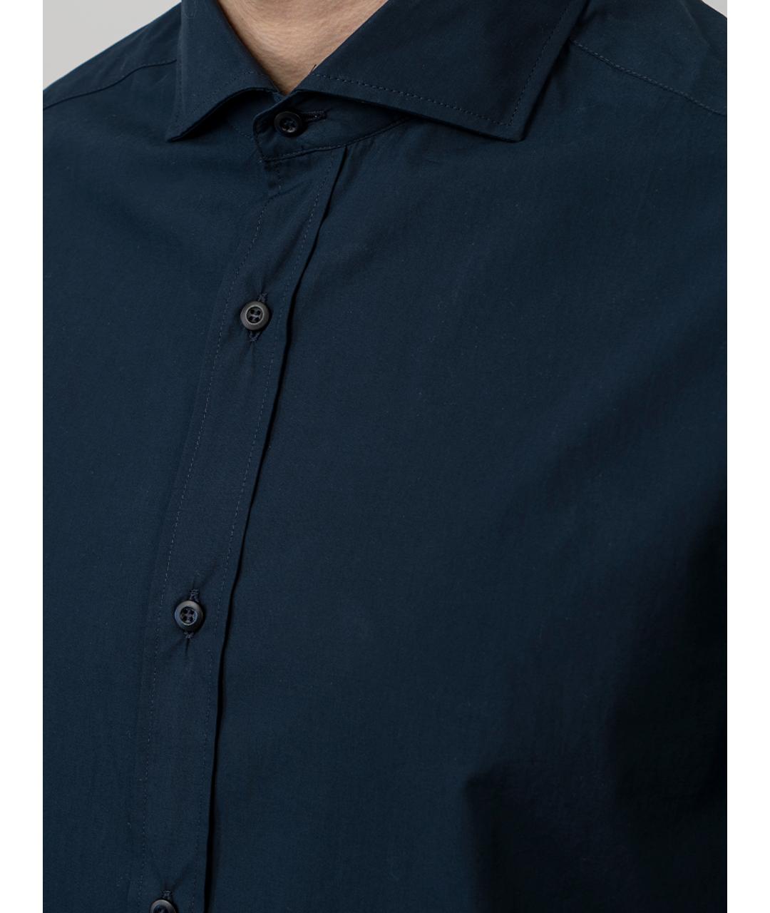 BRUNELLO CUCINELLI Темно-синяя хлопковая кэжуал рубашка, фото 2