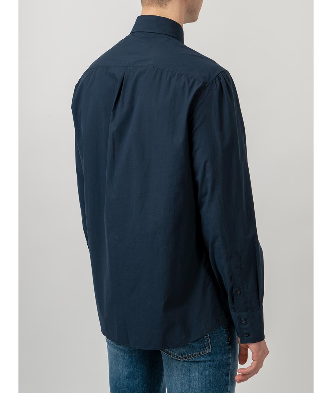 BRUNELLO CUCINELLI Темно-синяя хлопковая кэжуал рубашка, фото 3
