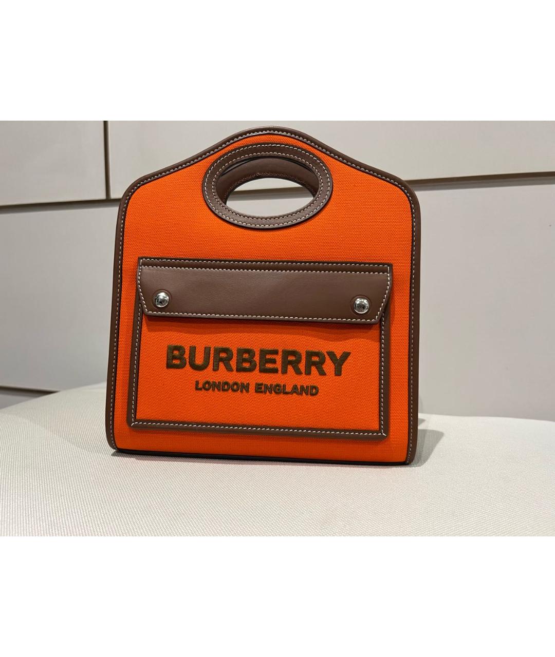 BURBERRY Оранжевая тканевая сумка через плечо, фото 6