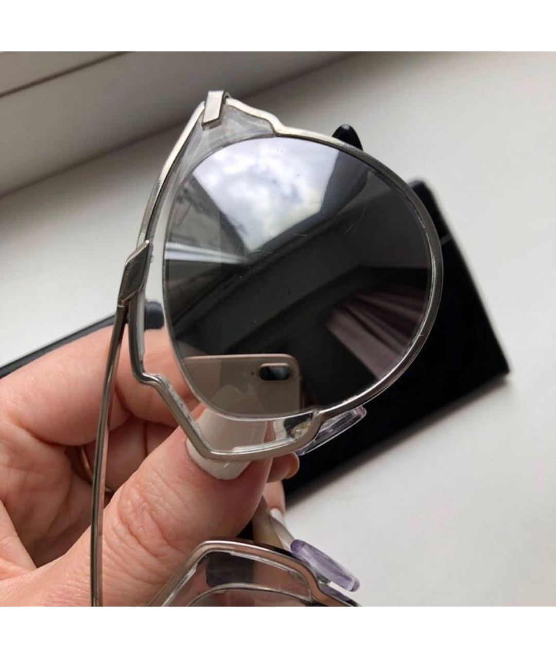 CHRISTIAN DIOR PRE-OWNED Серебряные пластиковые солнцезащитные очки, фото 5
