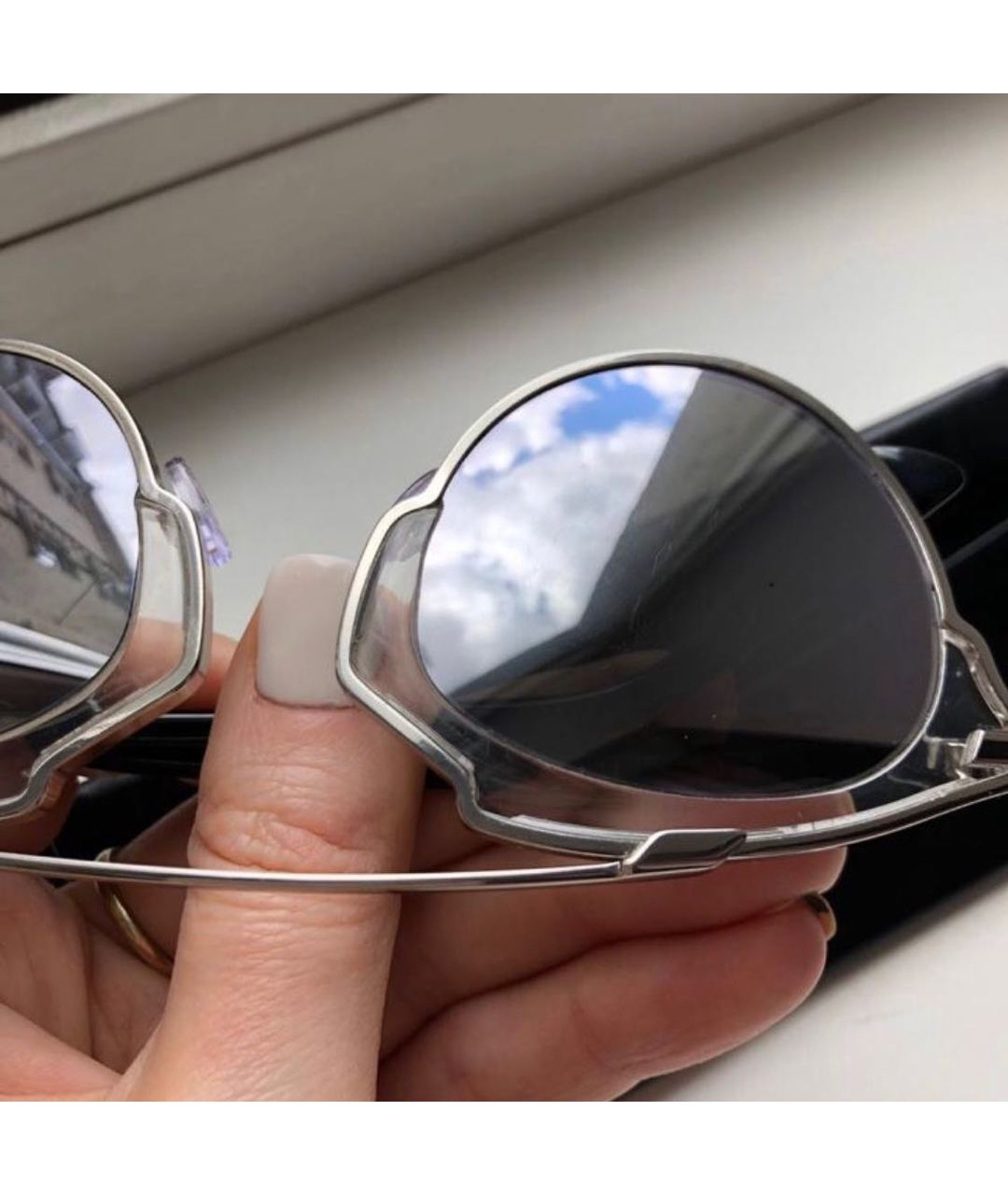 CHRISTIAN DIOR PRE-OWNED Серебряные пластиковые солнцезащитные очки, фото 4