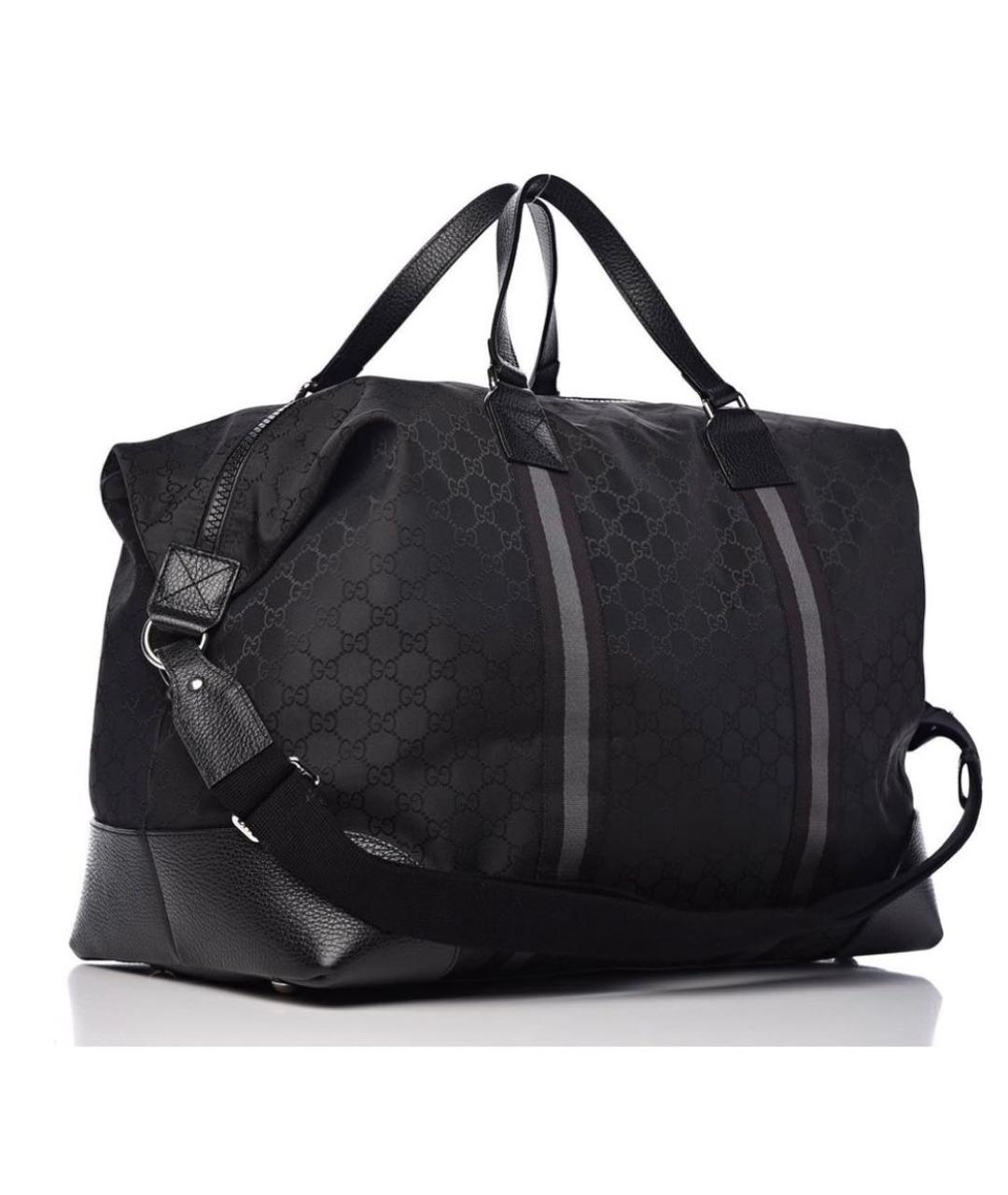 GUCCI Черная кожаная дорожная/спортивная сумка, фото 2