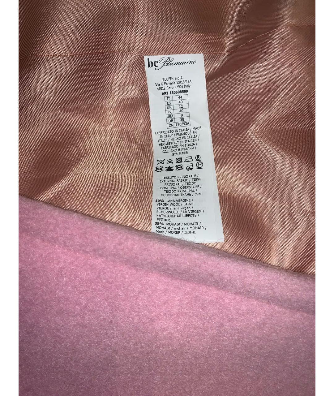 BLUMARINE Розовое шерстяное пальто, фото 3