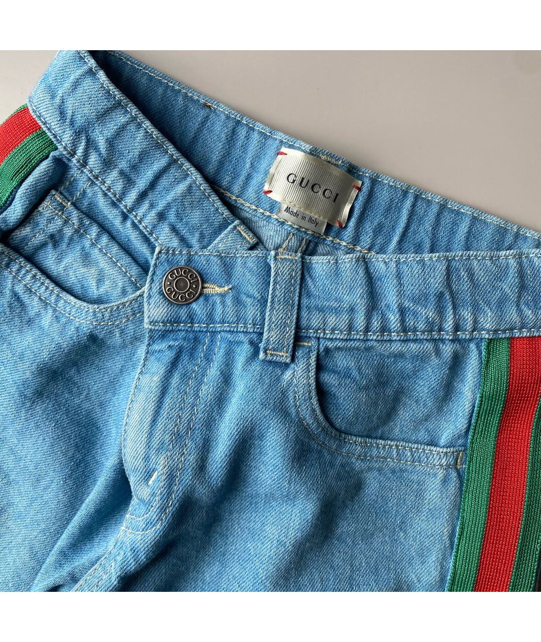 GUCCI Голубые хлопковые детские джинсы, фото 4