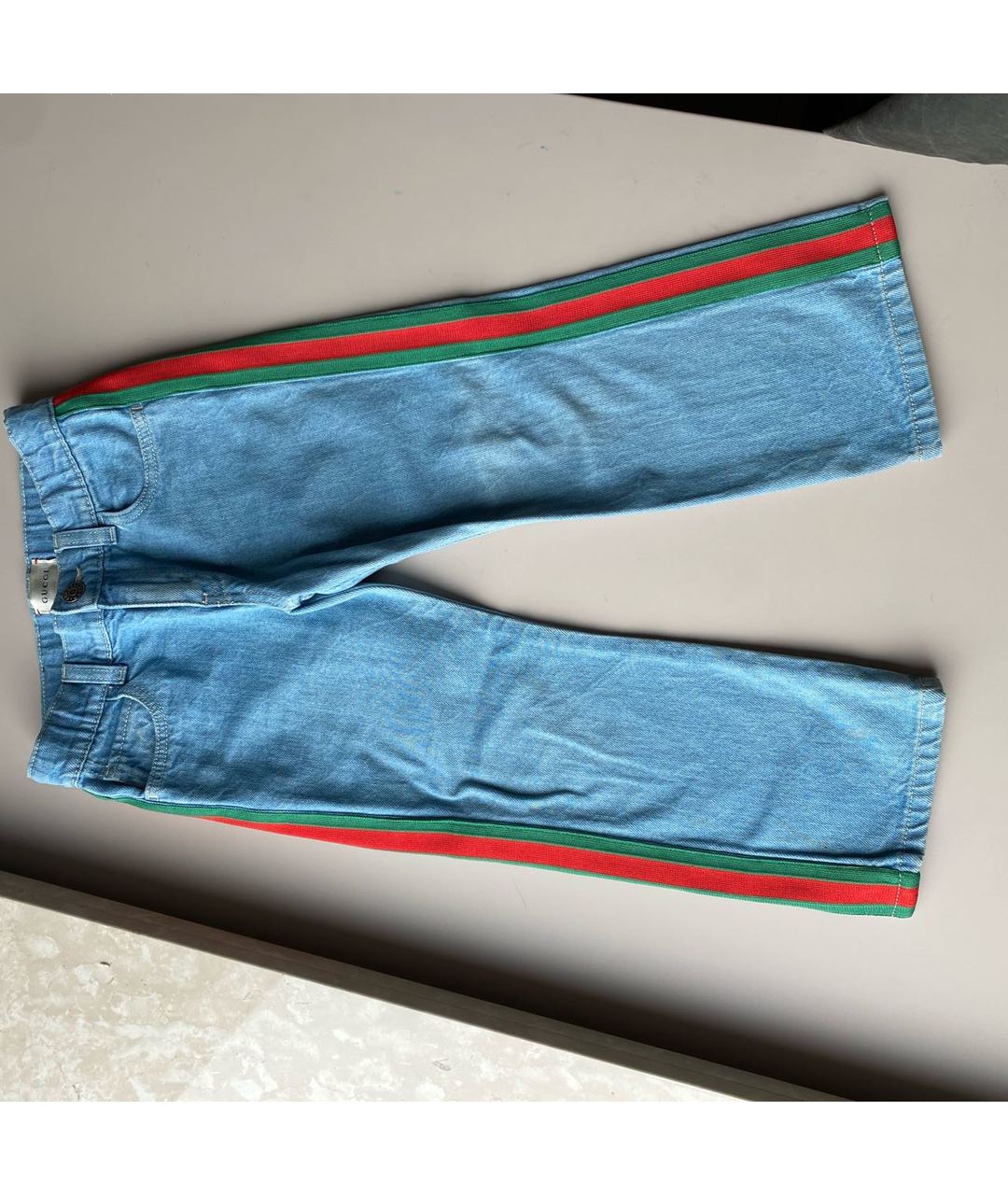 GUCCI Голубые хлопковые детские джинсы, фото 8