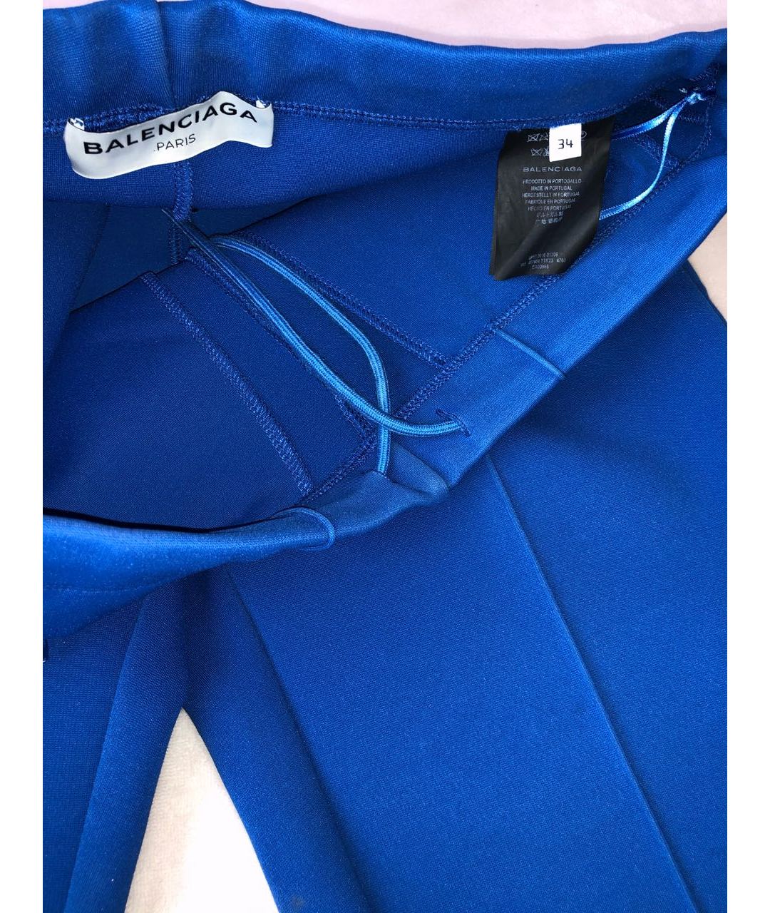 BALENCIAGA Синие полиэстеровые брюки узкие, фото 2