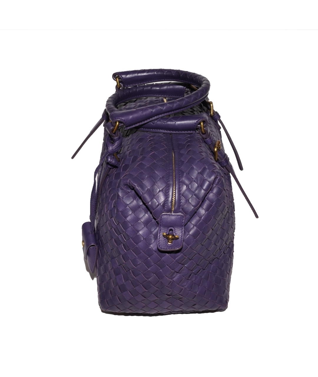 BOTTEGA VENETA Фиолетовая пелетеная сумка тоут, фото 5
