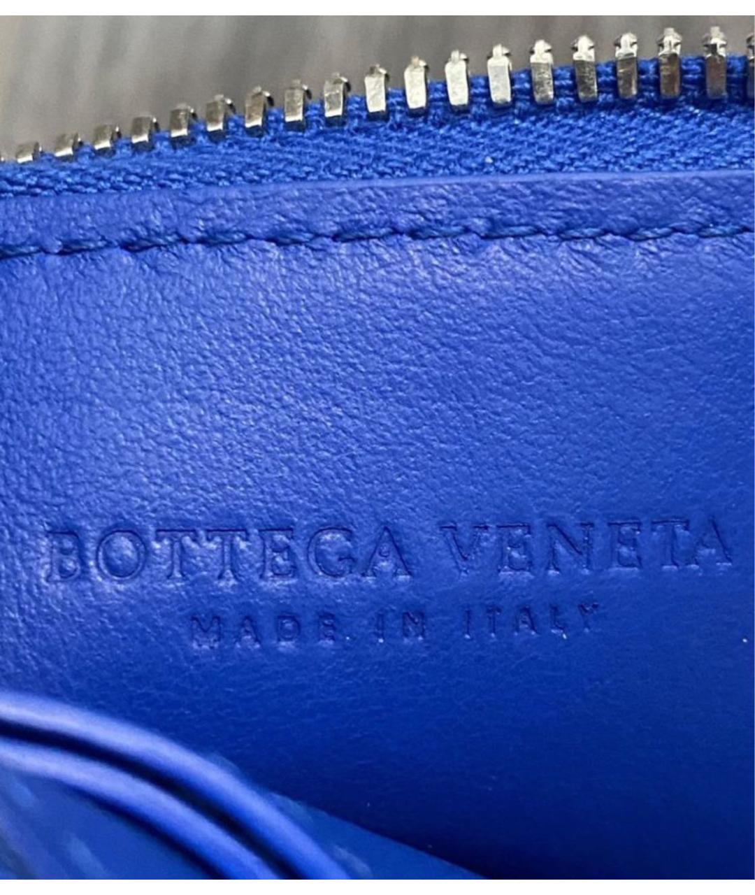 BOTTEGA VENETA Синий кожаный кошелек, фото 4