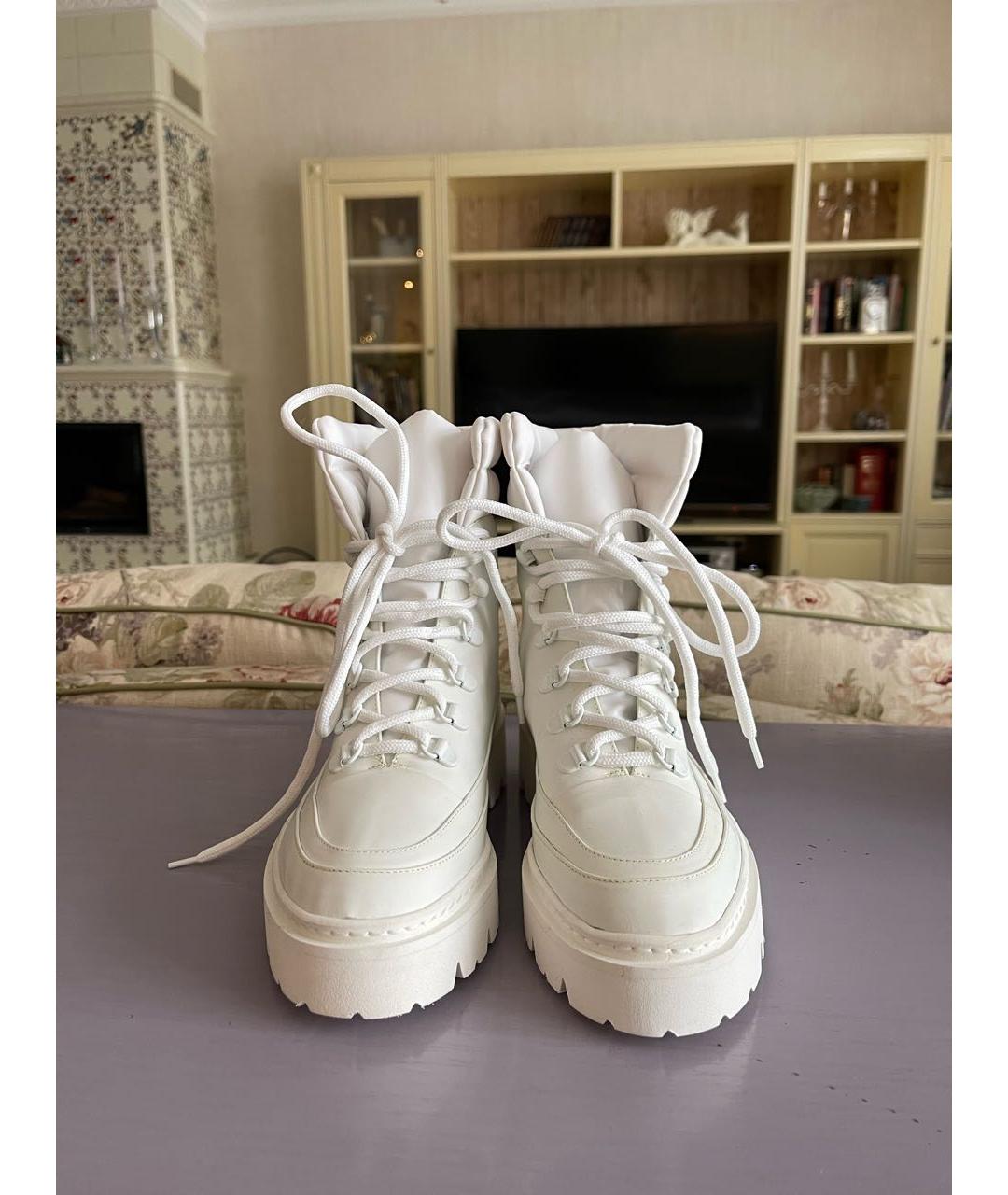 GIA COUTURE Белые кожаные ботинки, фото 2