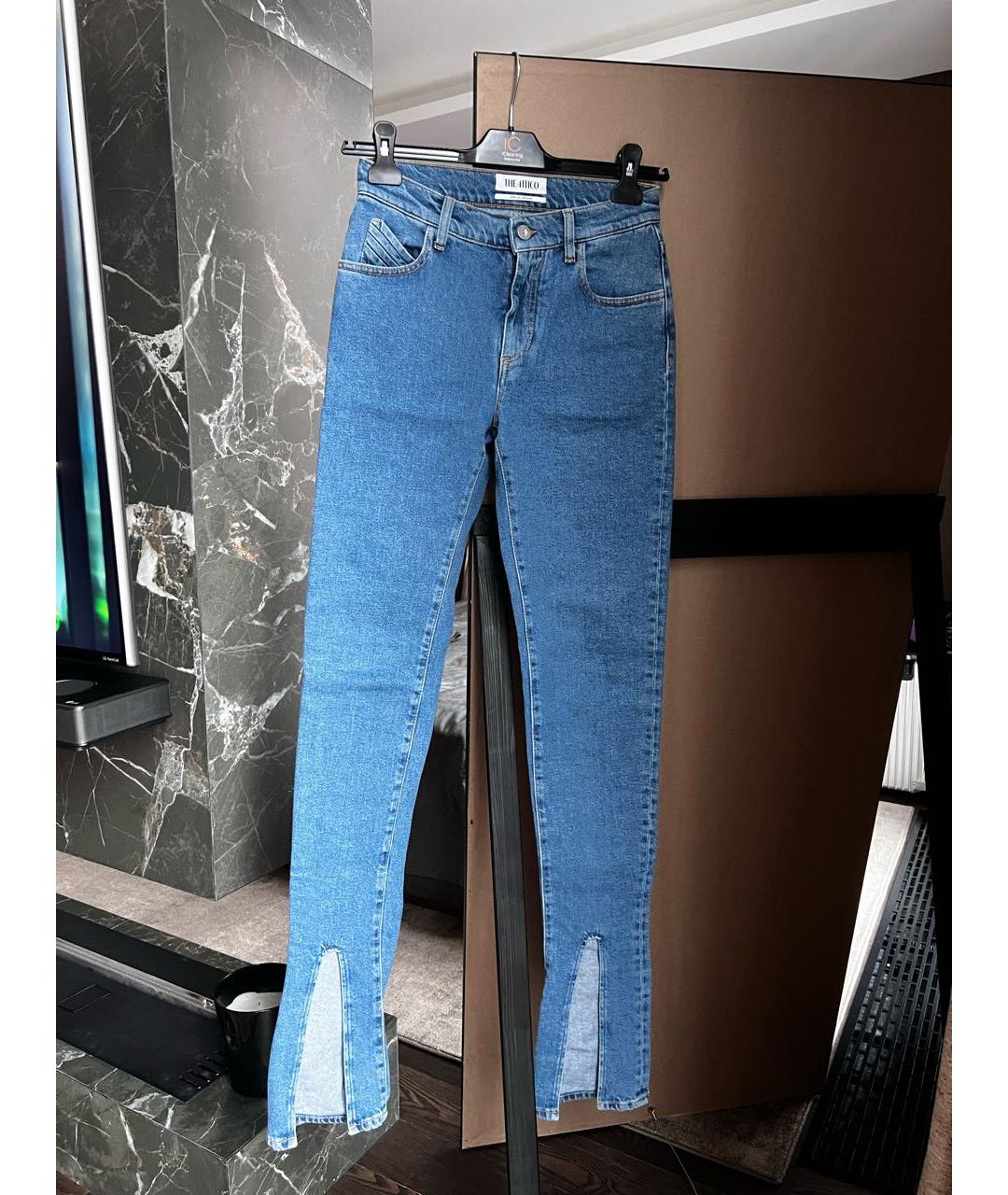 THE ATTICO Синие хлопко-полиэстеровые прямые джинсы, фото 6