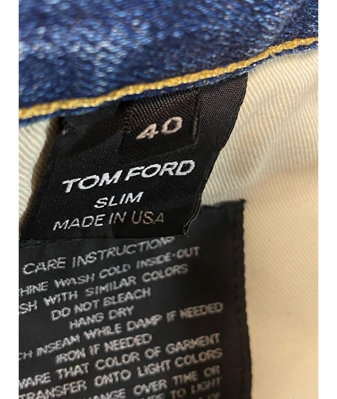 TOM FORD Голубые хлопко-эластановые джинсы скинни, фото 4