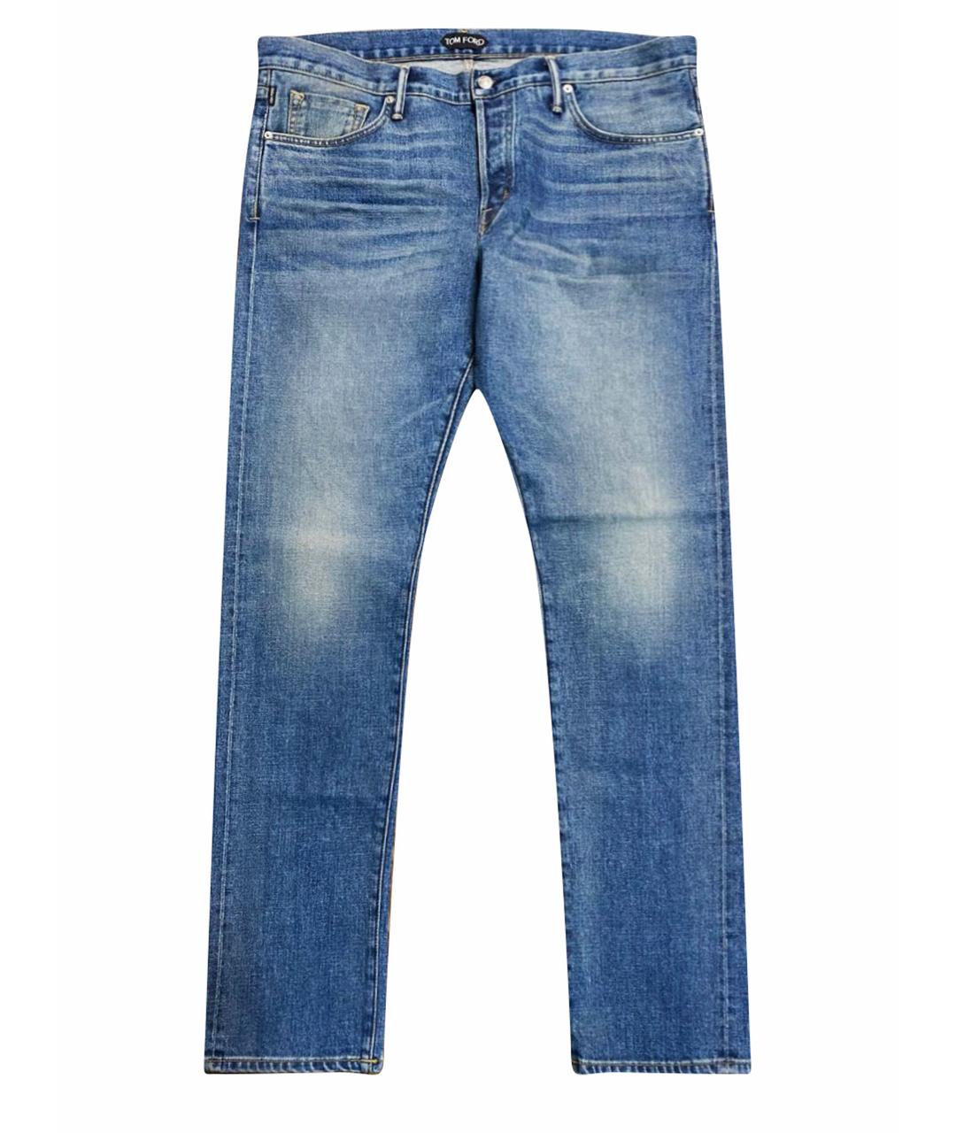 TOM FORD Голубые хлопко-эластановые джинсы скинни, фото 1
