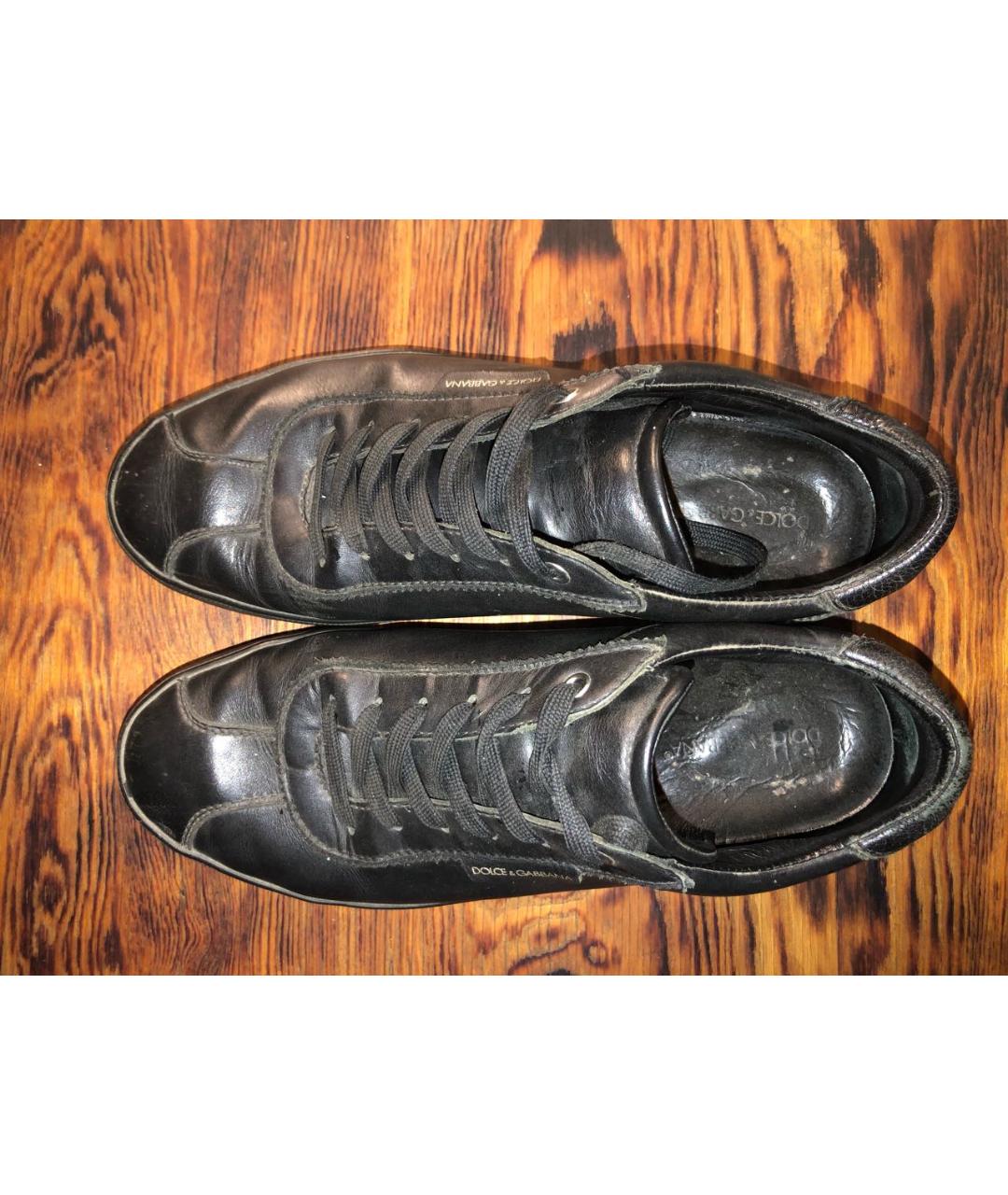 DOLCE&GABBANA Черные кожаные низкие кроссовки / кеды, фото 3