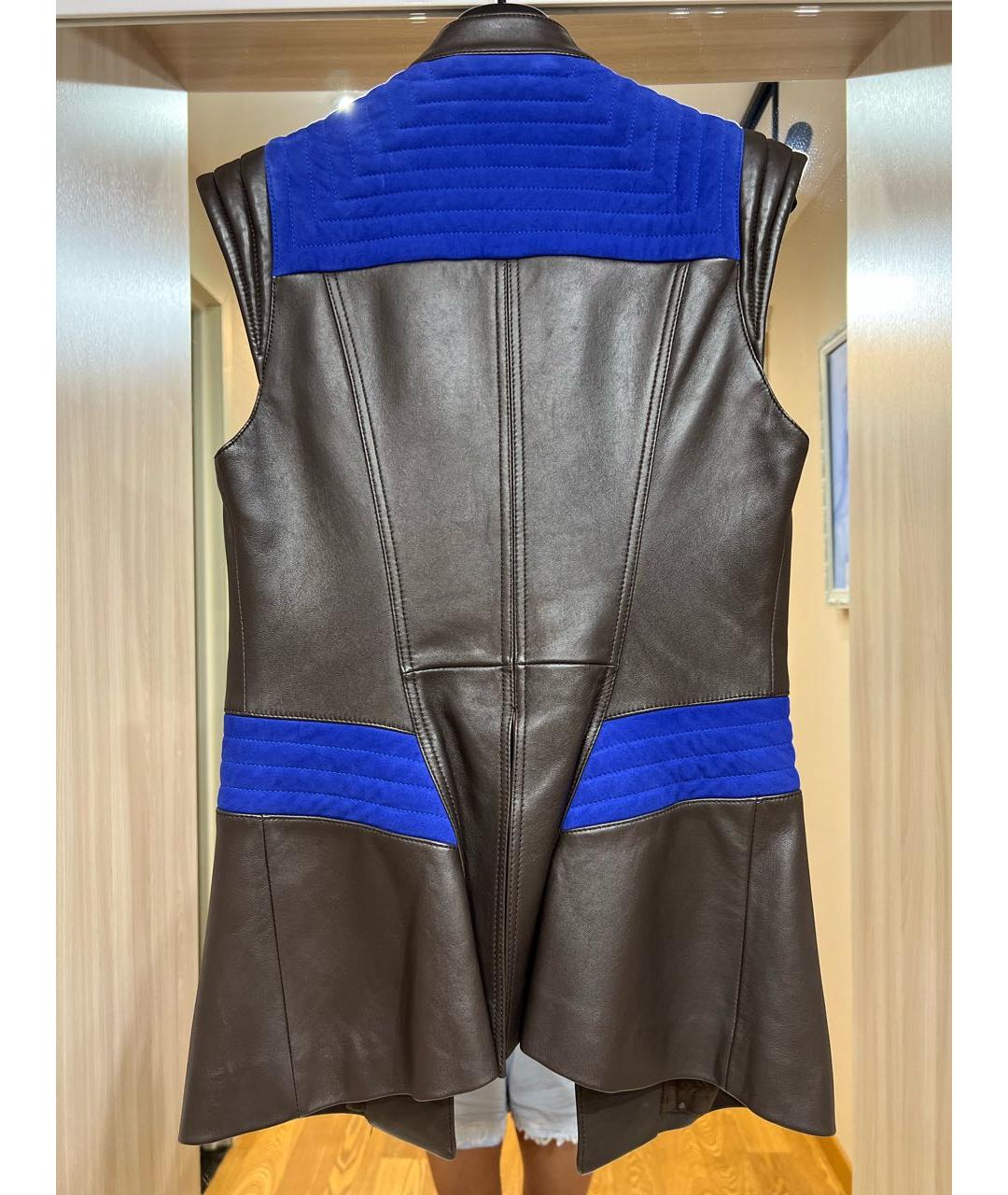VERSACE Коричневый кожаный жилет, фото 4