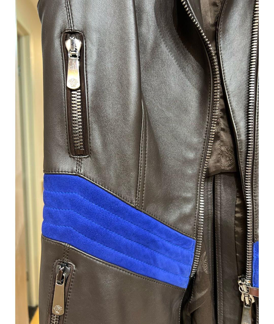 VERSACE Коричневый кожаный жилет, фото 6