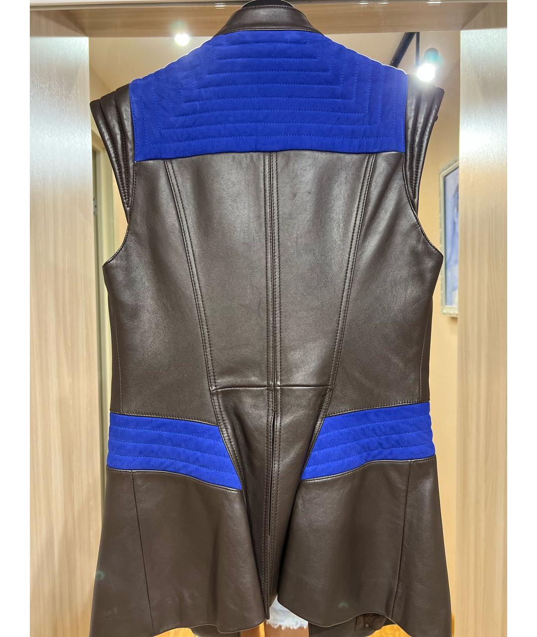 VERSACE Коричневый кожаный жилет, фото 2