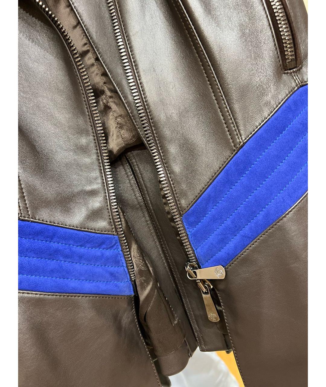 VERSACE Коричневый кожаный жилет, фото 5