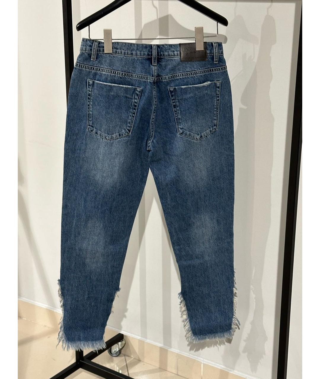 ONE TEASPOON Синие хлопковые прямые джинсы, фото 2