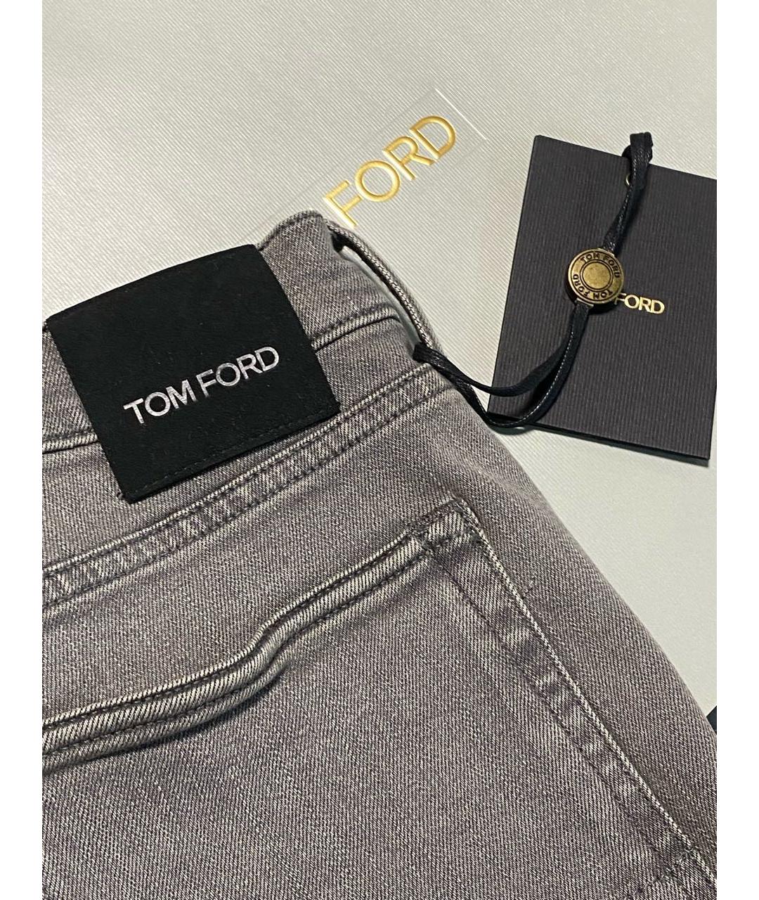 TOM FORD Серые хлопко-эластановые джинсы скинни, фото 3