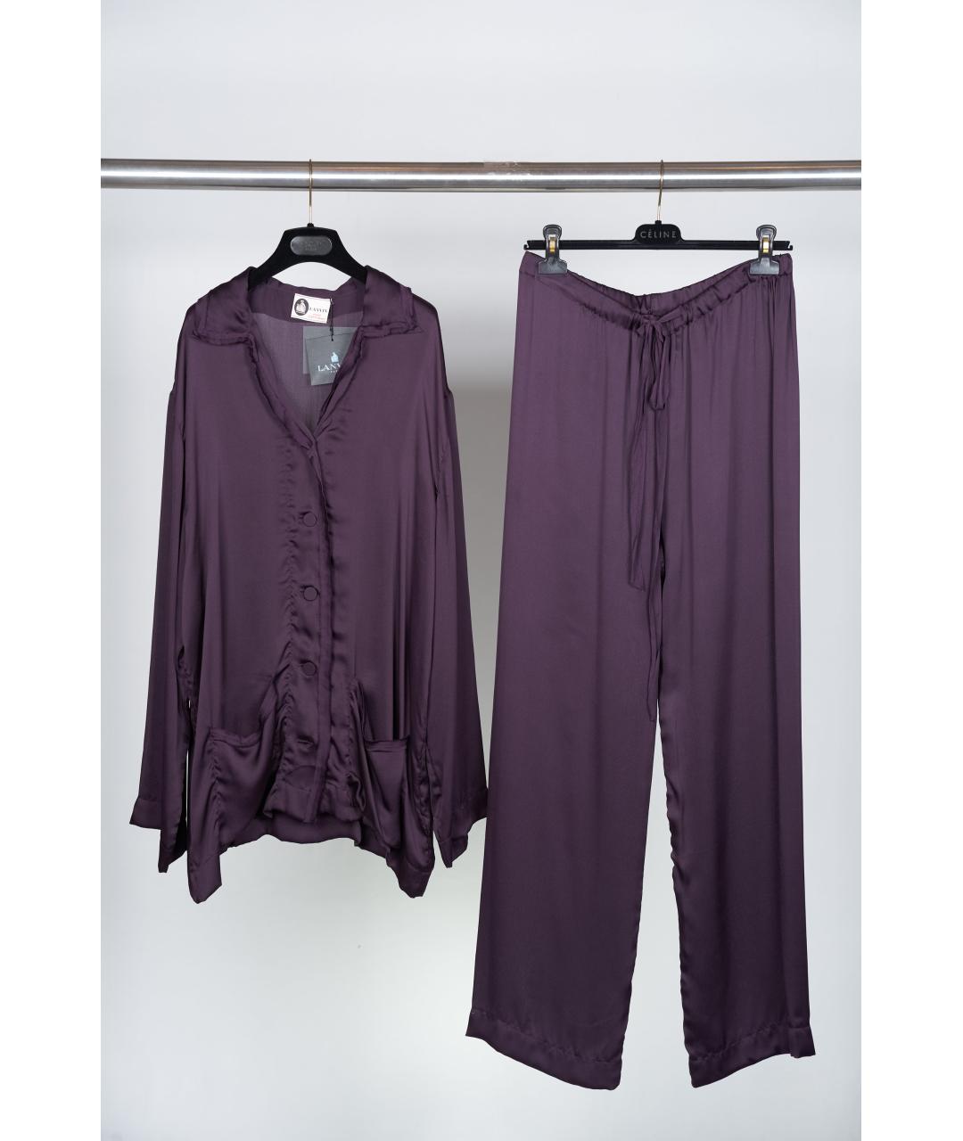 LANVIN Фиолетовая шелковая пижама, фото 7