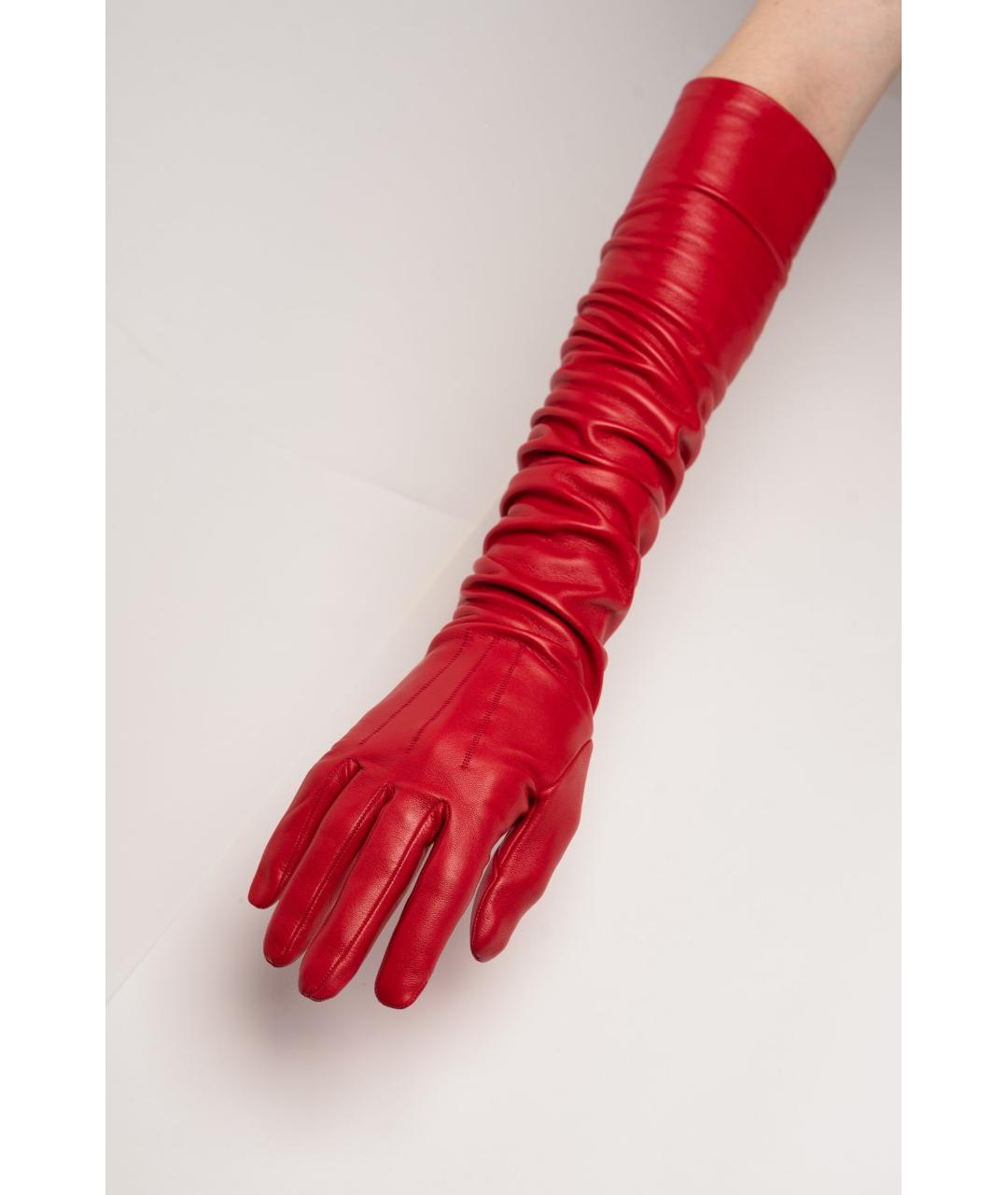 LANVIN Красные кожаные перчатки, фото 2