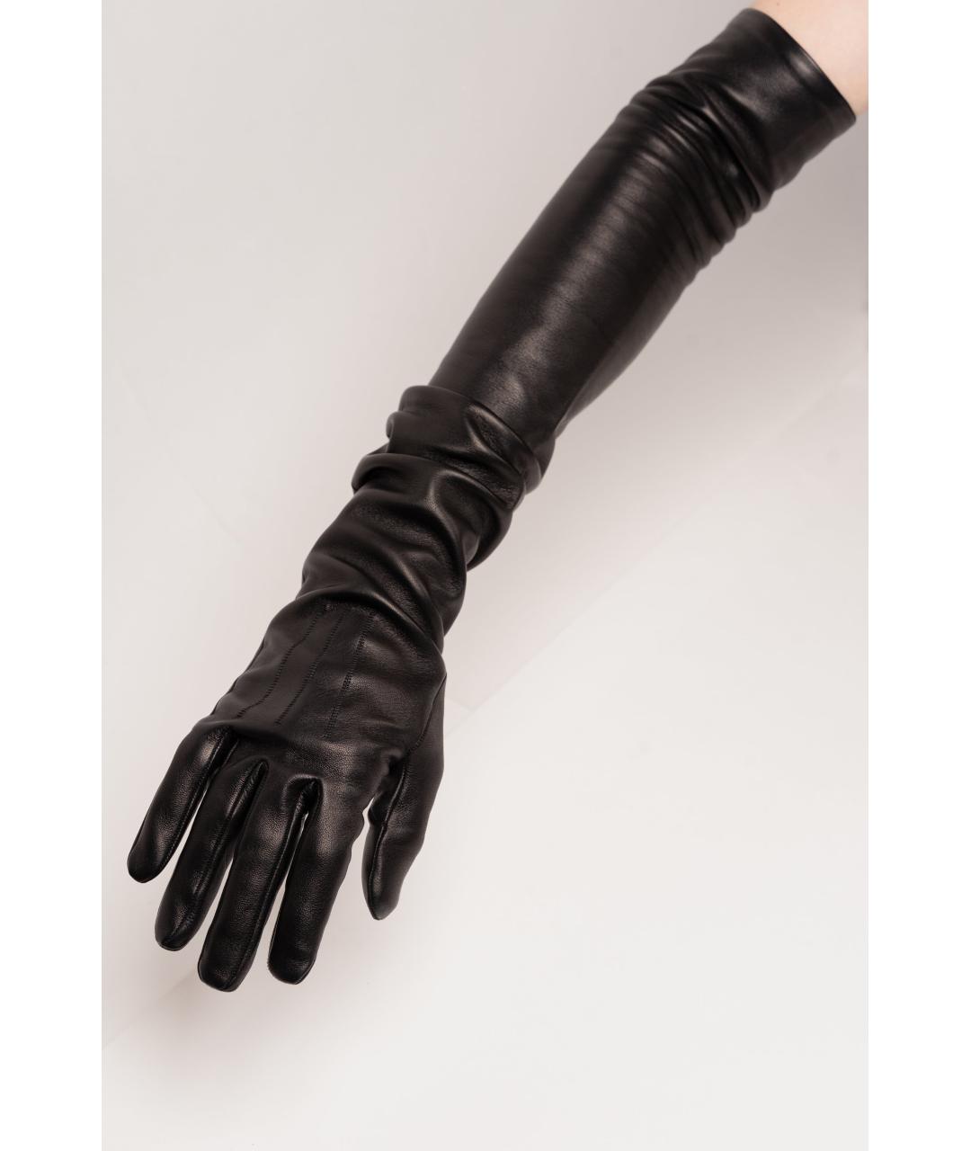LANVIN Черные кожаные перчатки, фото 2