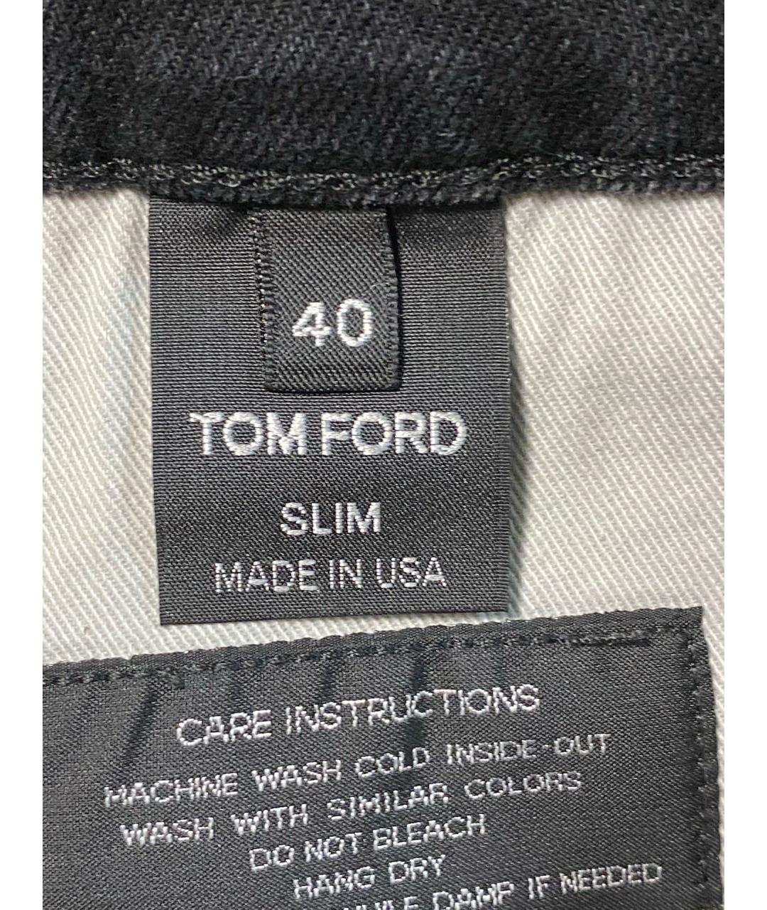 TOM FORD Черные хлопко-полиэстеровые джинсы скинни, фото 4