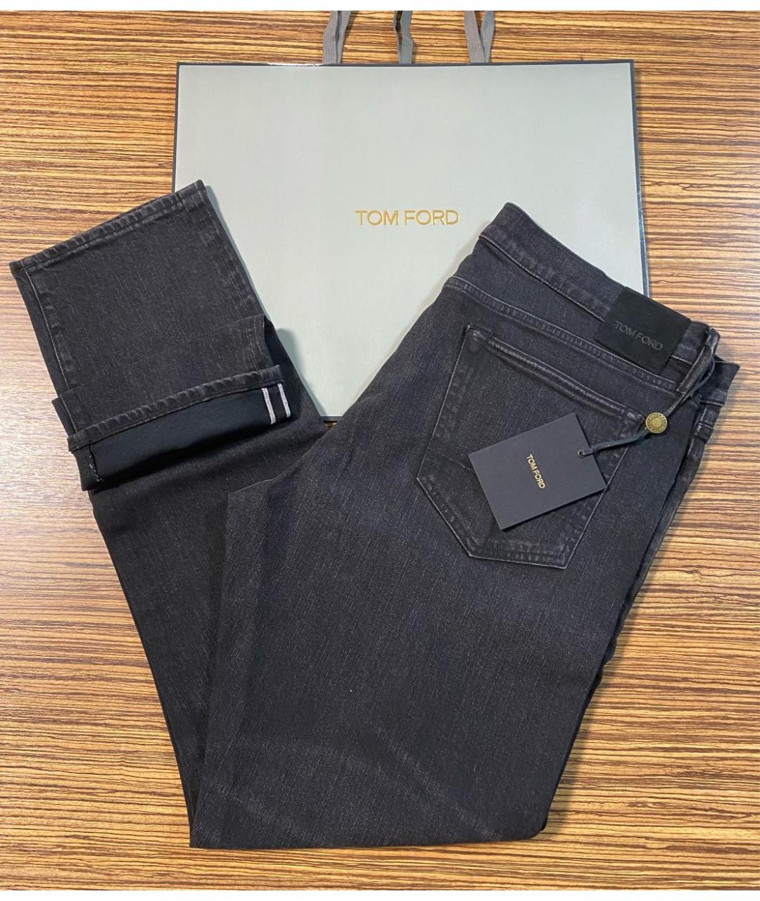 TOM FORD Черные хлопко-полиэстеровые джинсы скинни, фото 3