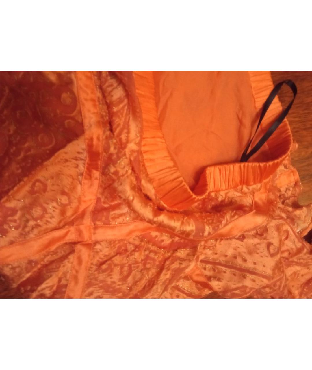 ROBERTO CAVALLI Коралловая шелковая юбка миди, фото 4