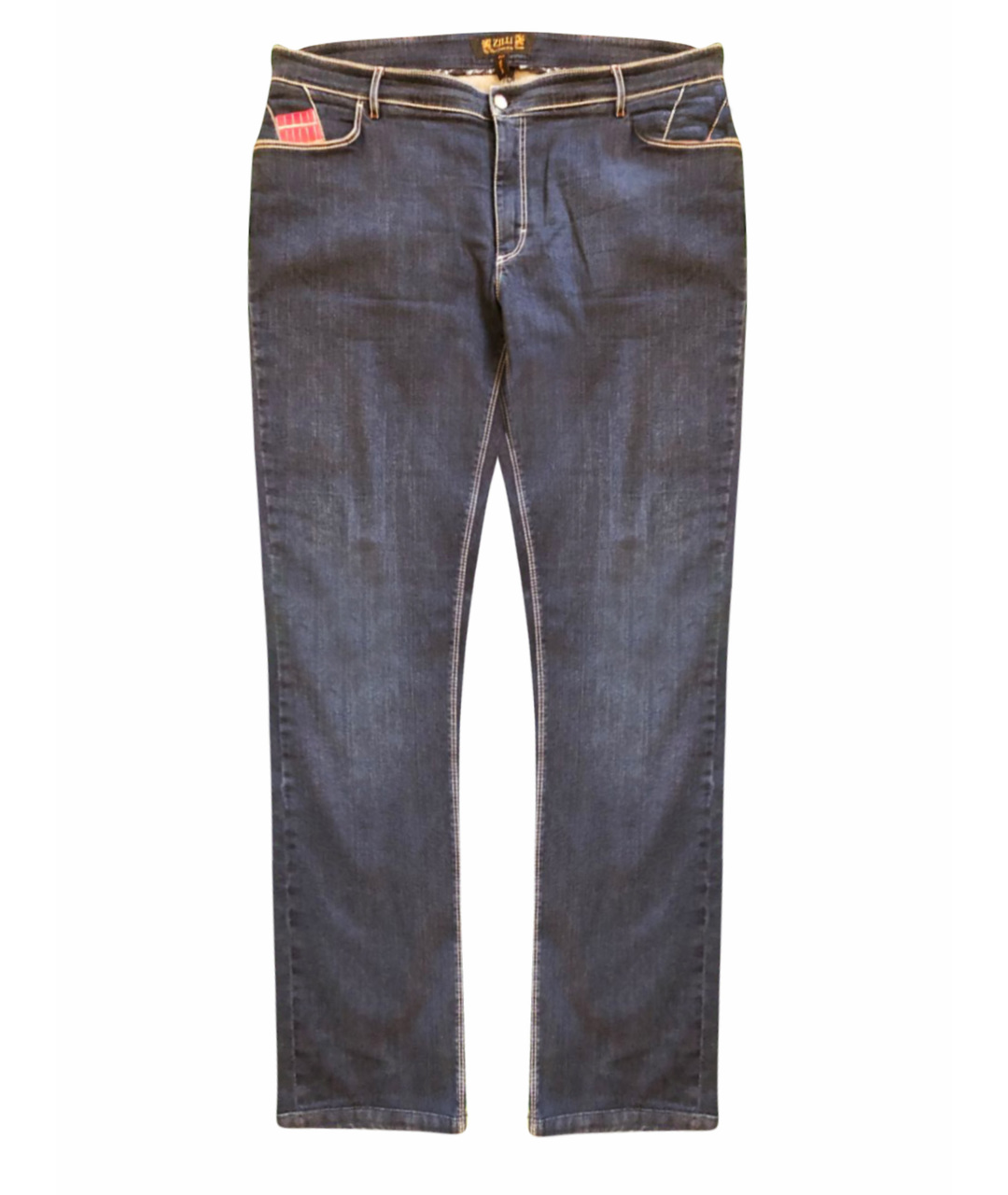 ZILLI Синие хлопко-эластановые прямые джинсы, фото 1