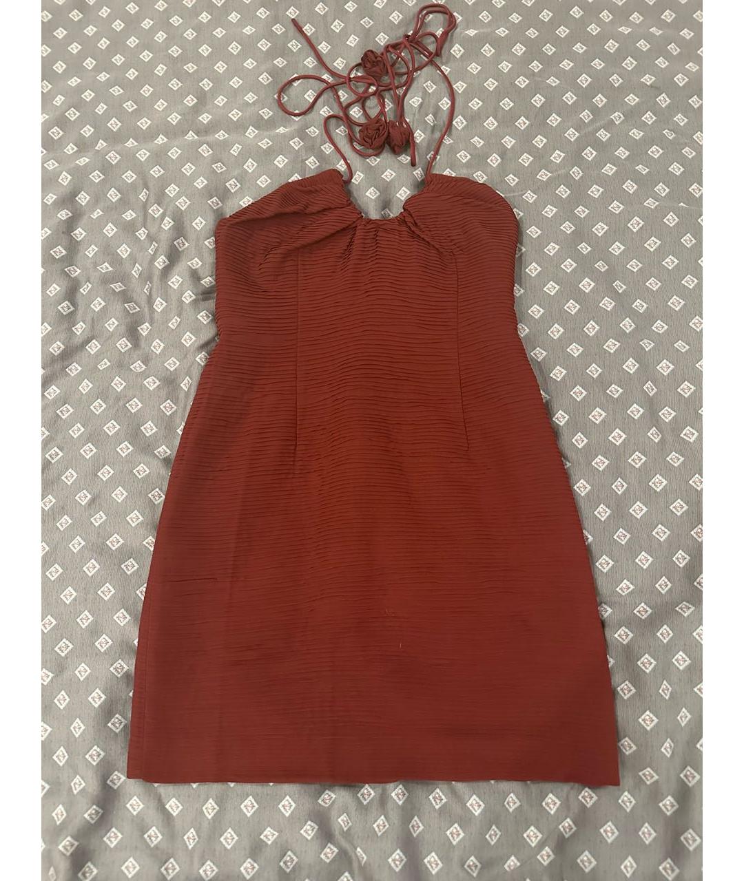 MAGDA BUTRYM Бордовое шелковое коктейльное платье, фото 8