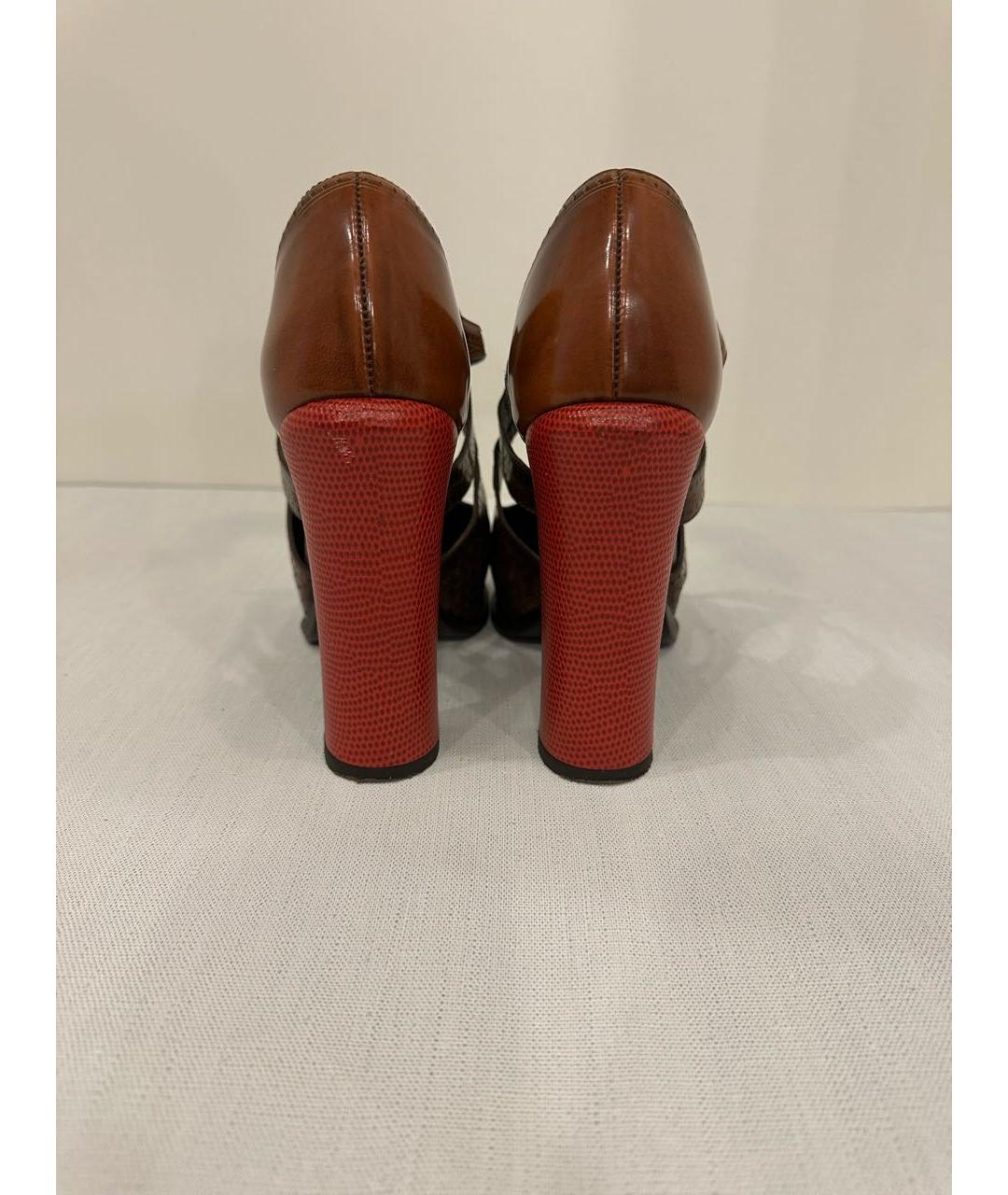 FENDI Коричневые кожаные туфли, фото 4