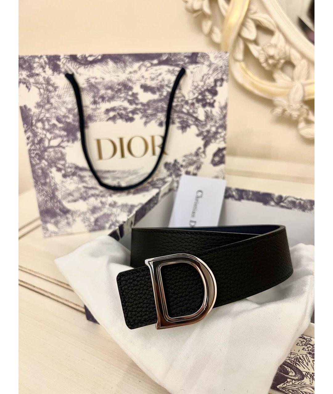 CHRISTIAN DIOR Черный кожаный ремень, фото 3